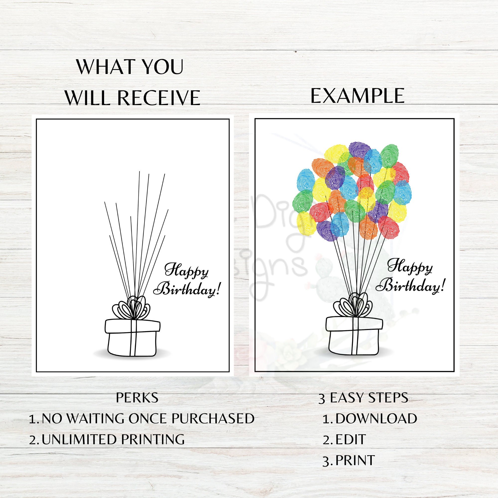 Happy Birthday Printable Thumbprint Craft Art Gift Birthday Paint ...