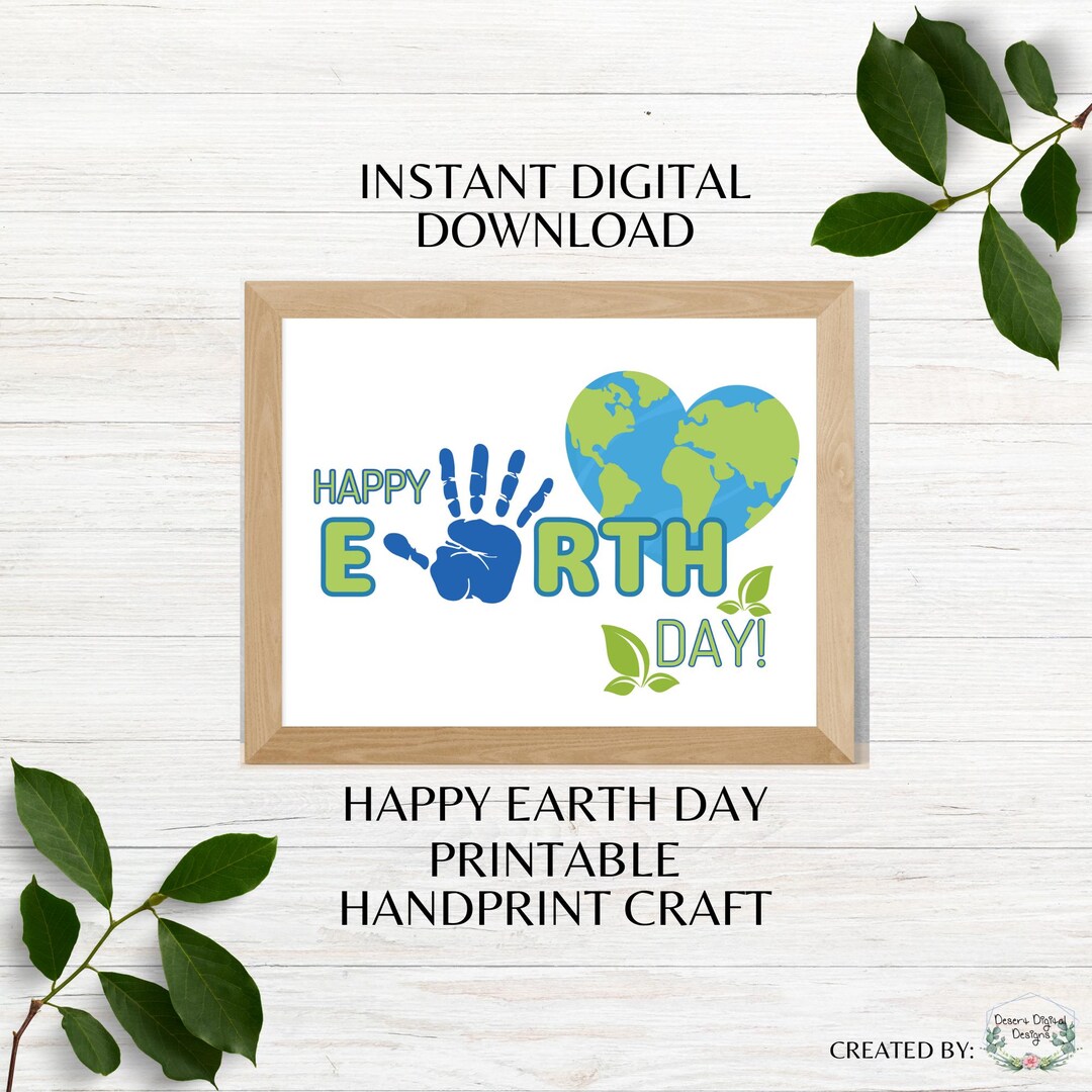 Happy Earth Day Handprint Craft Printable Kids Handprint Art Earth Day ...