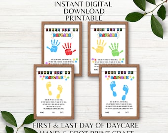 First Day of Daycare Handprint Footprint Craft Last Day of Daycare Handprint Footprint Craft Painting Craft Instant Digital Download PDF PNG