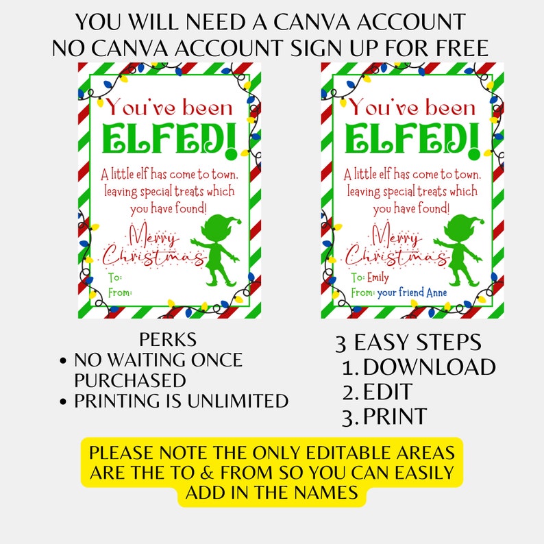 You've Been Elfed Printable Set of 2 Christmas Elfed Signs You've Been ...