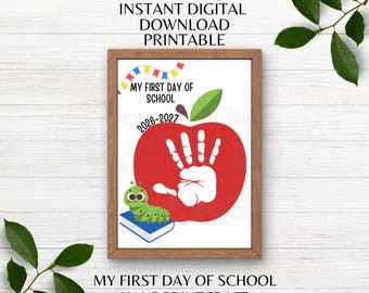 Back to School Printable Handprint Craft Back to School Apple Handprint 2026-2027 School Year Kids Paint Craft Instant Download PNG PDF