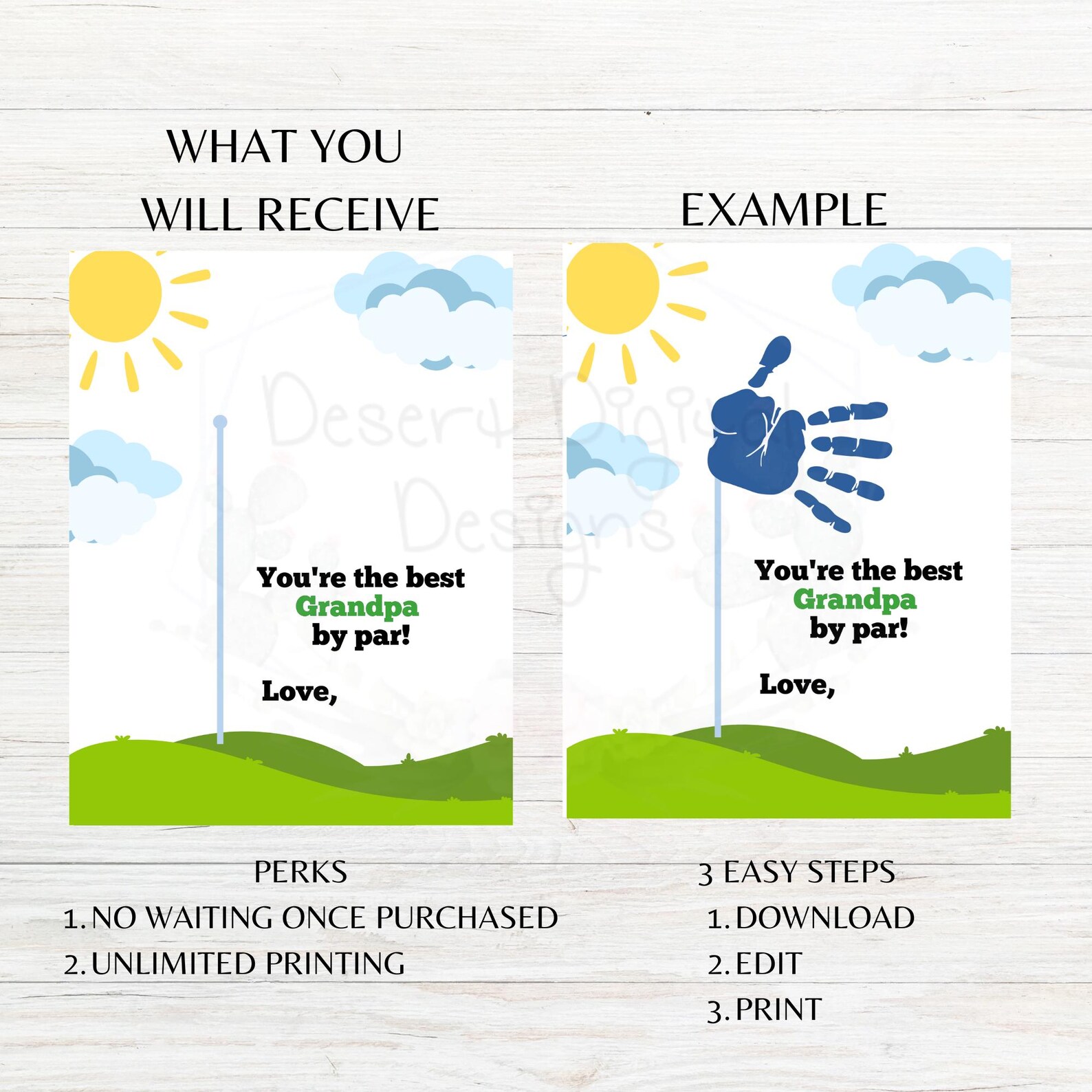 Best Grandpa by Par Handprint Craft Printable Golf Themed Keepsake for ...