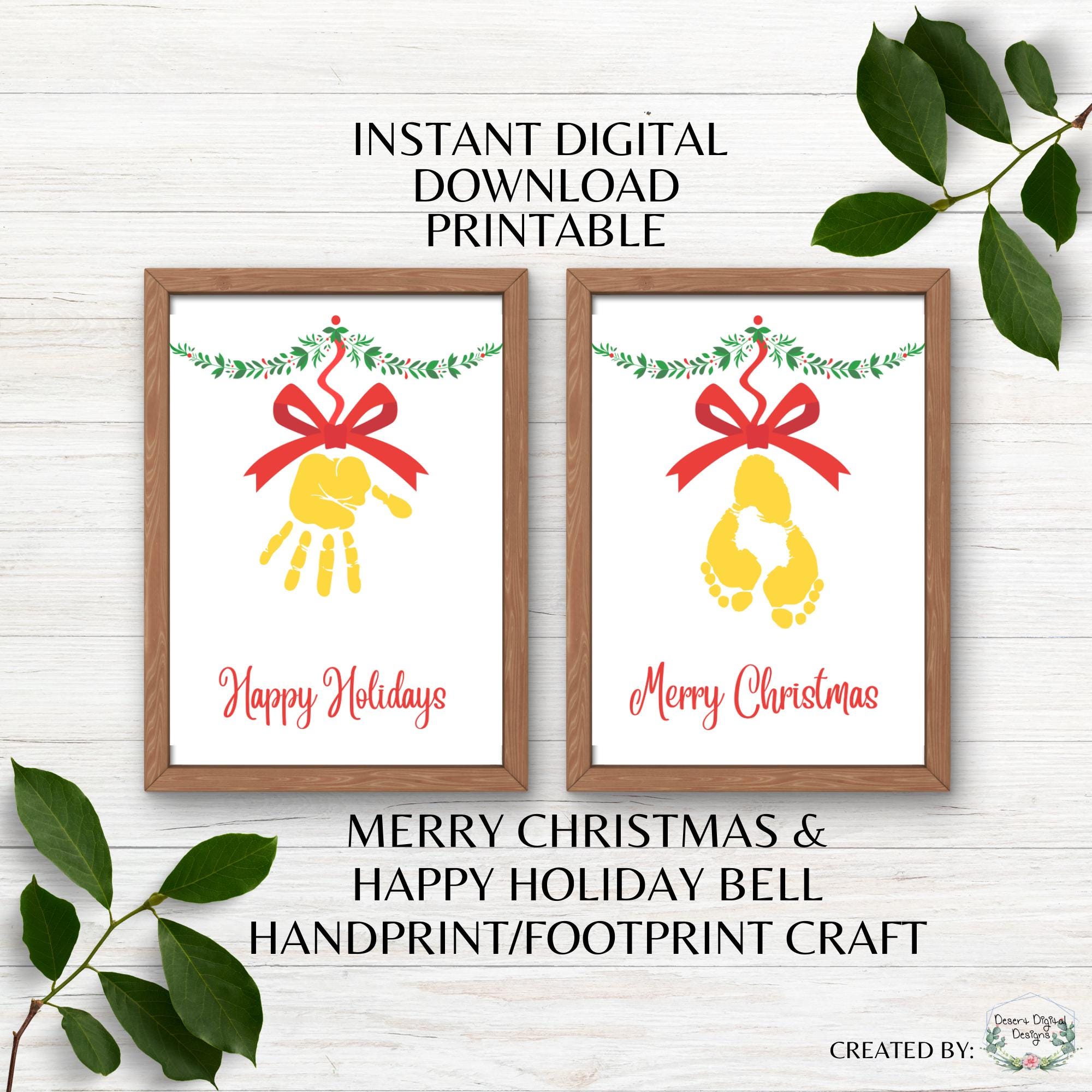 Handprint Bell Christmas Bell Printable Handprint Merry Christmas Happy Holidays ...
