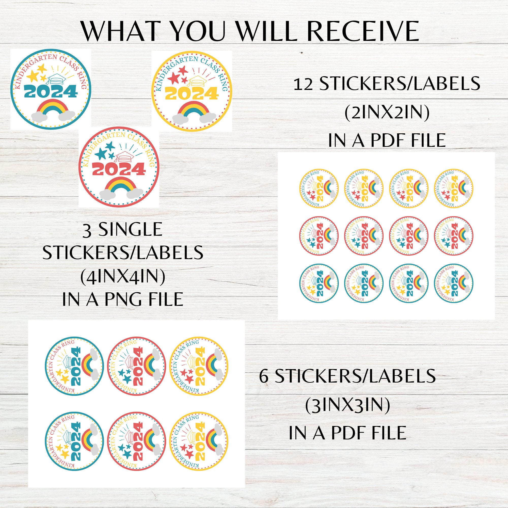 Kindergarten 2024 Class Rings Printable Stickers Kinder Graduation Ring ...