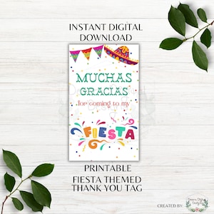 Muchas Gracias For Coming to My Fiesta Printable Thank You Tag Appreciation Thank You Party Favor Fiesta Themed Tag Instant Download PNG PDF