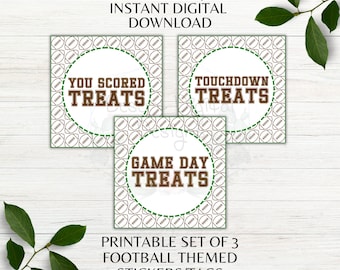 Football Themed Printable Treat Tags Football Stickers Set of 3 Favor Tags Touchdown Game Day Tags Instant Digital Download PDF PNG