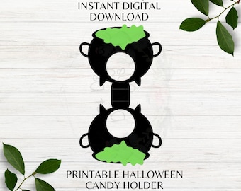 Halloween Cauldron Lollipop Holder Printable Candy Holder Halloween Candy Favor Holder Printable Cut Out Instant Download PNG JPG PDF