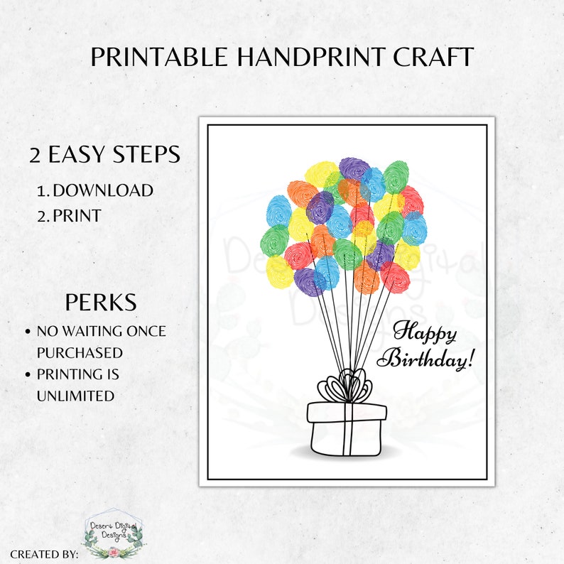 Printable Birthday Fingerprint Art Gift Fingerprint Birthday - Etsy