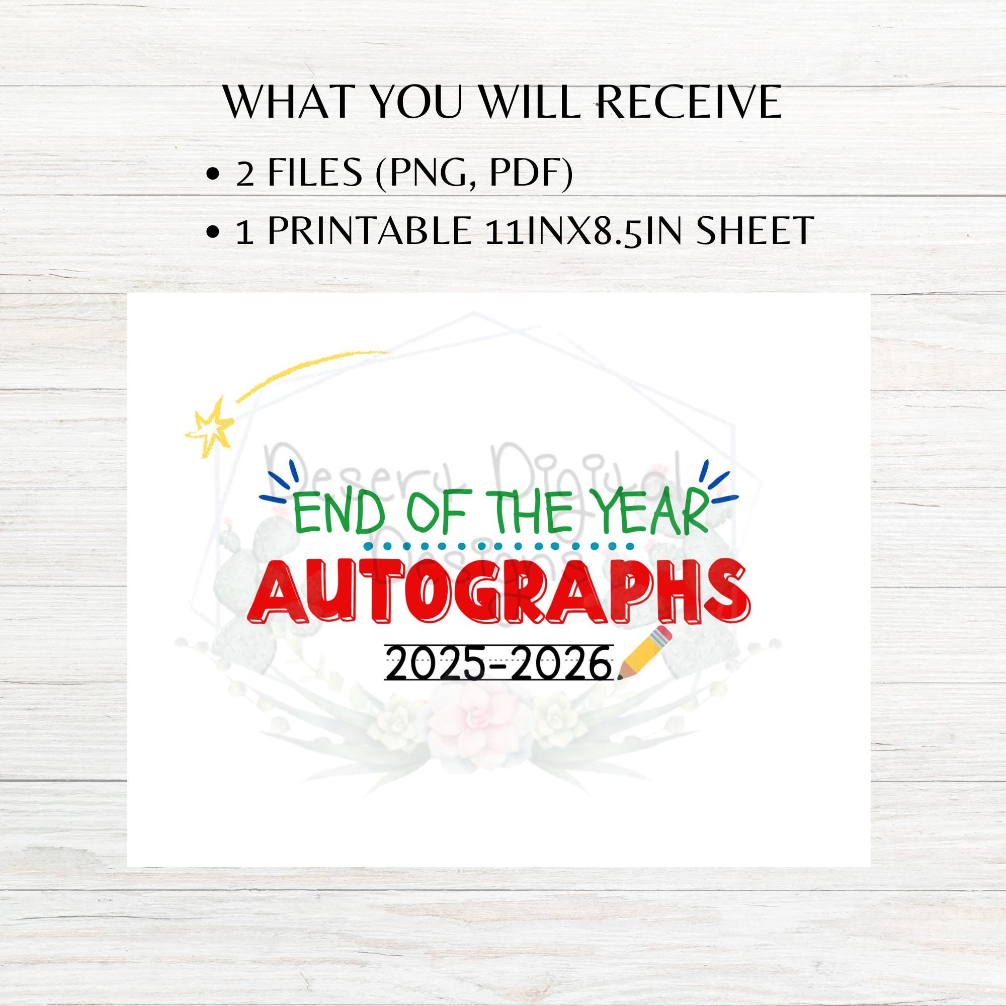 End of the Year Printable Autographs Sheet 2025-2026 Autographs Class ...