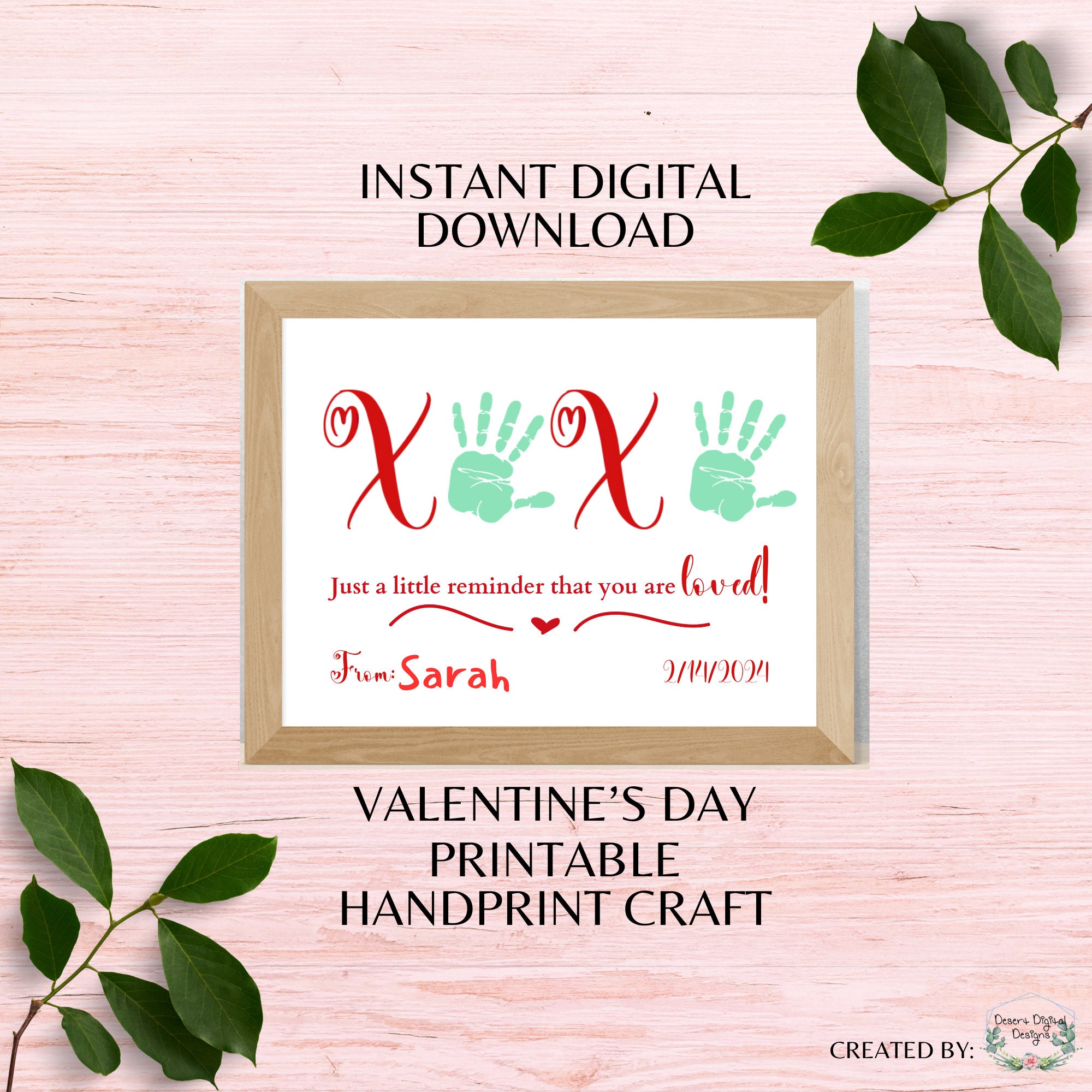 Valentine's Day XOXO Printable Handprint Craft Hugs & Kisses Valentine ...