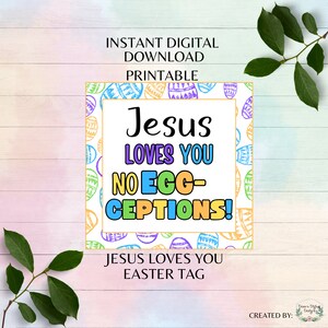 Jesus liebt dich Printable Ostern Korb Printable Tag Jesus liebt dich Ostersonntag Tag Instant Digital Download PNG PDF