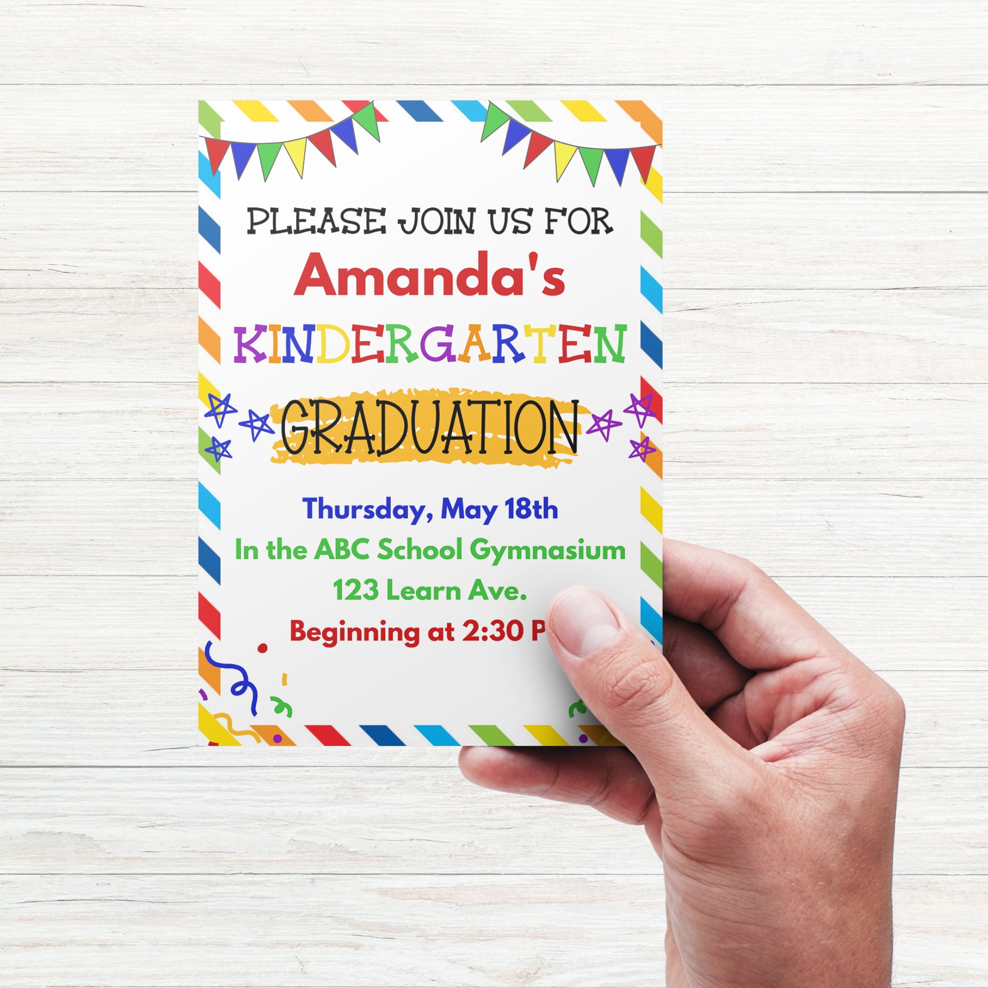 Kinder Invit Kindergarten Editable Graduation Invitation Printable Kinder Graduate ...