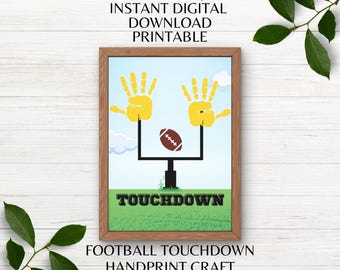 Touchdown Printable Handprint Art Classroom Kids Paint Craft Football Season Touchdown Craft Keepsake Sport Handprint School Daycare Craft