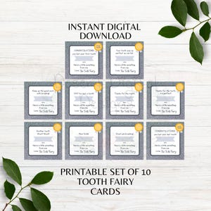Tooth Fairy Printable Cards Set of 10 Tooth Fairy Keepsake Cards Lost First Tooth Lost Last Tooth Cards Instant Digital Download PDF PNG