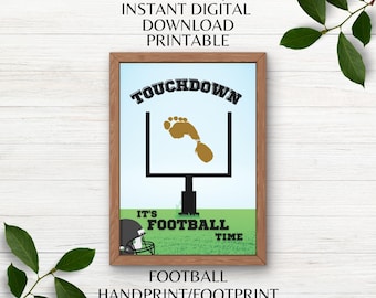 Touchdown It's Football Time Printable Handprint Art Classroom Kids Paint Sport Craft Football Craft Keepsake Handprint School Daycare Craft
