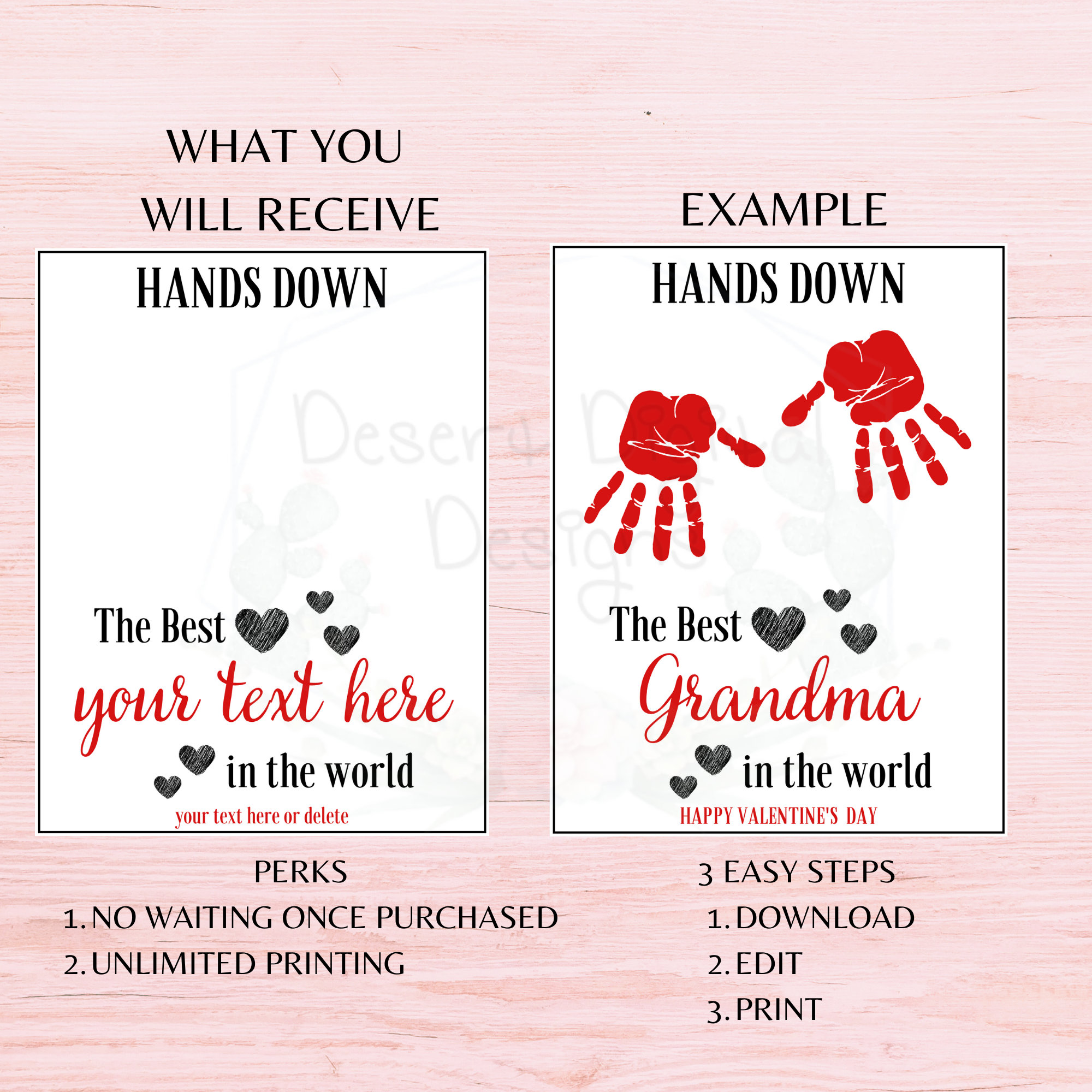 Hands Down Valentine's Day Editable Handprint Printable Hands Down the ...
