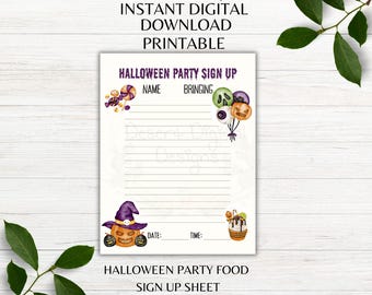 Halloween Party Sign Up Sheet Printable Potluck Sign Up Sheet Halloween Potluck Sign Up Sheet Food Sign Up Sheet Instant Download PNG PDF