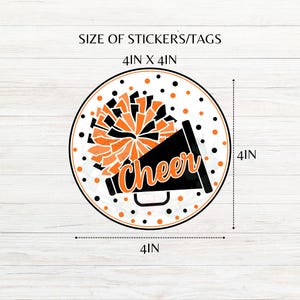 Redigerbara cheerleader-klistermärken, set med 2 utskrivbara cheerleader-klistermärken, redigerbar cheerleader-namnbricka, helt redigerbar cheerleader-mall i Canva Pro, direkt nedladdning bild 2
