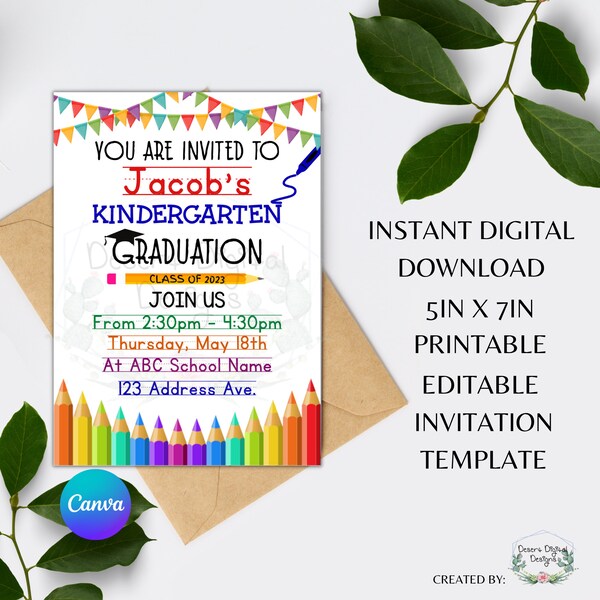 Kindergarten Invite - Etsy