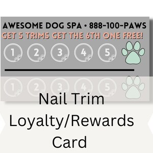 Dog Grooming Nail Trim Punch/Loyalty Card CANVA Template