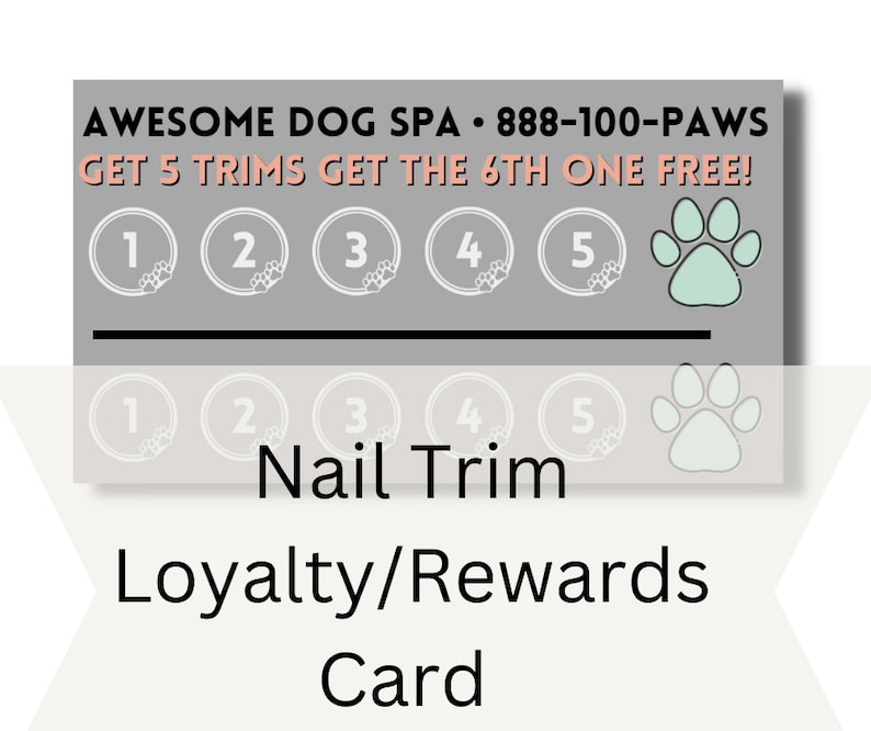 Dog Grooming Nail Trim Punch/loyalty Card CANVA Template Etsy