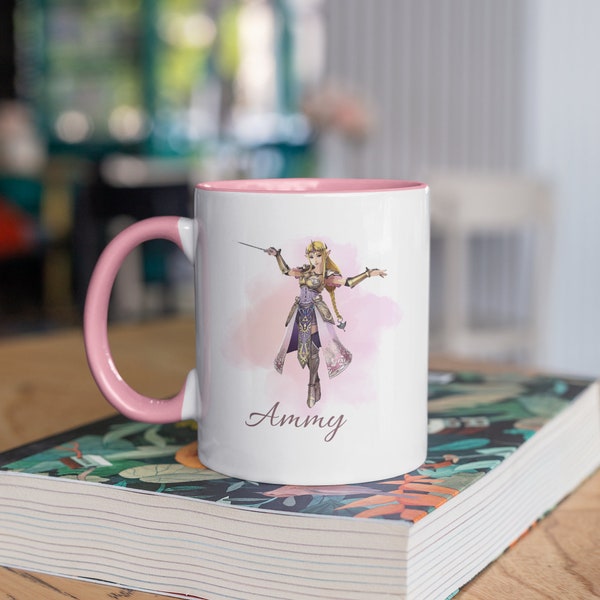 Personalized Legend of Zelda inspired mugs, Princess Zelda, Link, Kids mugs, Sketch painted Hand drawn princess of Hyrule