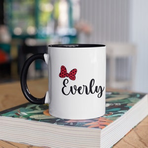 Personalized Minnie Mouse mug, Red Bow and Pink bow Minnie Disney Mug, Disney Gift, Disney Lover Mug, Ceramic Mug, Shatterproof Enamel Mug