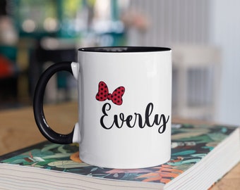 Personalized Minnie Mouse mug, Red Bow and Pink bow Minnie Disney Mug, Disney Gift, Disney Lover Mug, Ceramic Mug, Shatterproof Enamel Mug