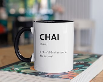 Chai blissful drink essential for survival coffee mug, Punjabi Chai mug gift to Chaa lover, indian mugs, Cute Chai Ceramic Mug, gifts ideas
