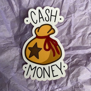 Cash Money Bell Bag Sticker, bell bag, bell bag sticker, video game sticker, gamer sticker, cozy gamer stickers, gift for gamer