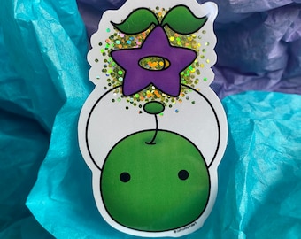 Junimo and Stardrop Glitter Sticker, Stardew Valley Gamer Gift