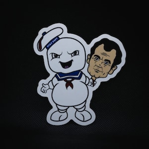 Stay Puft Marshmallow Man with Bill Murrays Head Sticker | Hand Drawn | Custom Design | Ghostbusters Movie | Halloween | The Pinchey