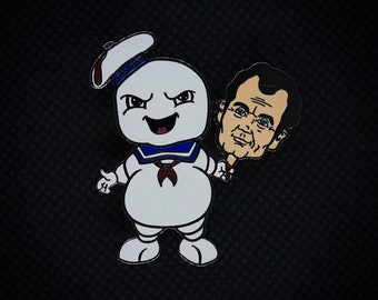 Stay Puft Marshmallow Man with Bill Murray Head Enamel Pin | Hand Drawn | Custom Design | Ghostbusters | The Pinchey