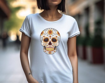 Sugar Skull T-Shirt, Day of the Dead Design, Unisex Tee