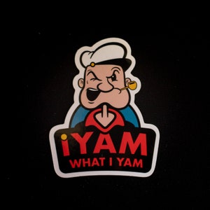J'aime l'igname Popeye Sticker | Dessiné à la main | Conception personnalisée | Popeye le marin | Le Pinché