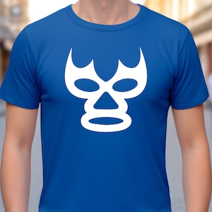 Blue Demon Mexican Wrestler Mask TShirt | Lucha Libre Graphic Tee | Mexican themed Gifts and Artesanias Mexicanas