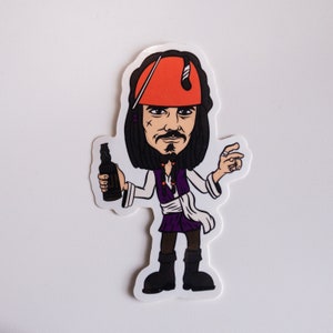 Adesivo Capitan Jack Sparrow / Disegnato a mano / Design personalizzato / Film Pirati dei Caraibi / The Pinchey