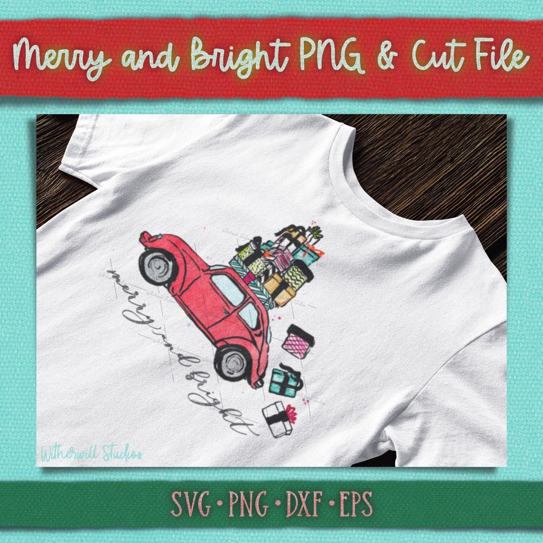 Merry and Bright PNG SVG Cut Files for Cricut | Christmas Vector ...