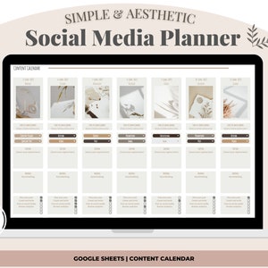 Social Media Content Calendar, Social Media Content Planner Template Google Sheets Spreadsheet, Editable Social Media Manager Template