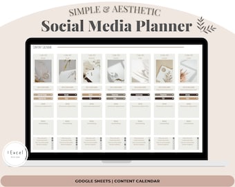 Social Media Content Calendar, Social Media Content Planner Template Google Sheets Spreadsheet, Editable Social Media Manager Template