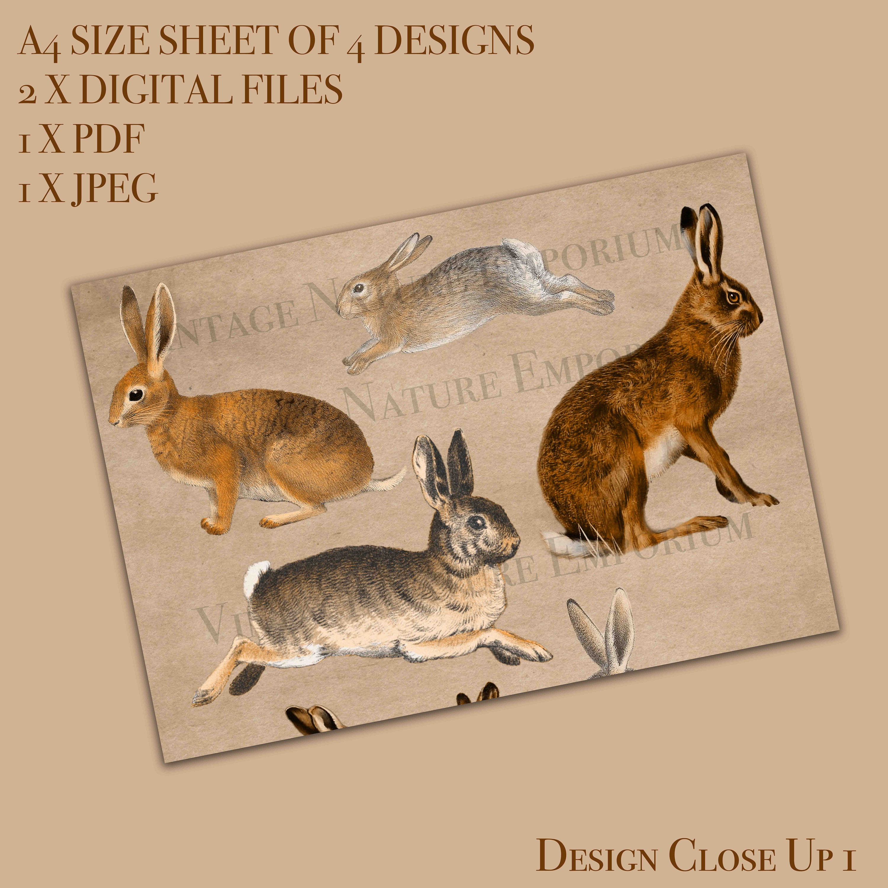 Printable Clipart Junk Journal Vintage Ephemera Scrapbook Rabbits Hares ...