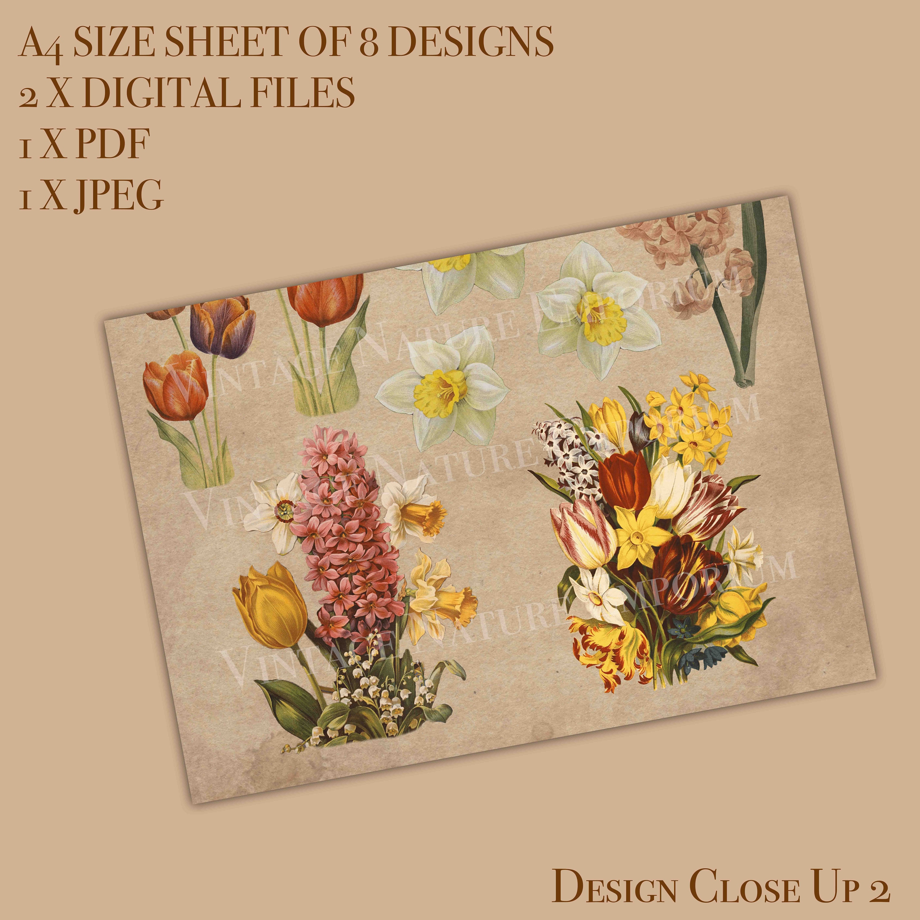 Vintage Easter Craft Ephemera Printable Clipart Floral Scrapbook ...