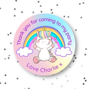 Personalised Unicorn Party Bag Thank You Stickers, Birthday Party Thank You Stickers, Party Bag Stickers, Sweet Cone Stickers, Unicorn Party