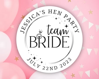 Personalised Hen Party Stickers, Team Bride Stickers, Hen Do Stickers, Hen Party Favour Stickers, Hen Party Labels, Hen Night Stickers