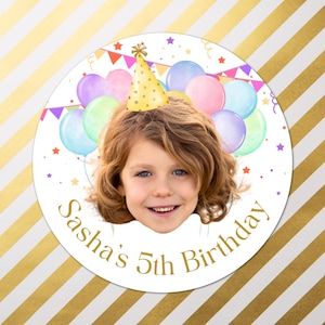 Personalised Birthday Photo Sticker, Custom Photo Sticker, Personalised Photo Sticker, Personalised Birthday Sticker, Birthday Favor Sticker