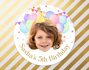 Personalised Birthday Photo Sticker, Custom Photo Sticker, Personalised Photo Sticker, Personalised Birthday Sticker, Birthday Favor Sticker