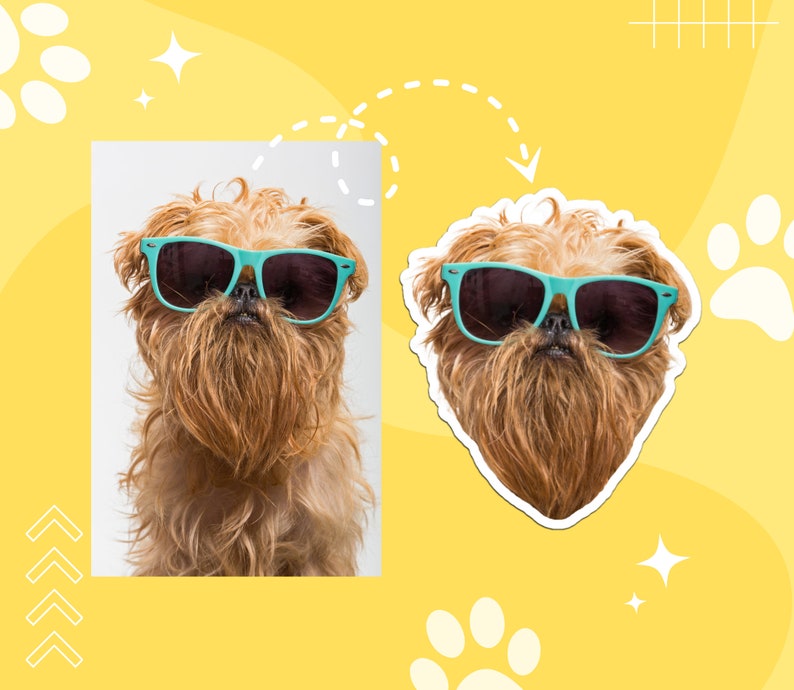 May include: A brown and white dog wearing blue sunglasses. The dog is looking directly at the camera. The dog is in a sticker format.
