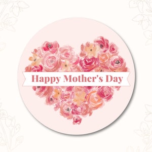 Happy Mother&#39;s Day Stickers, Mother&#39;s Day Stickers, Stickers for Mother&#39;s Day, Mothering Sunday Stickers, Mother&#39;s Day Floral Gift Stickers