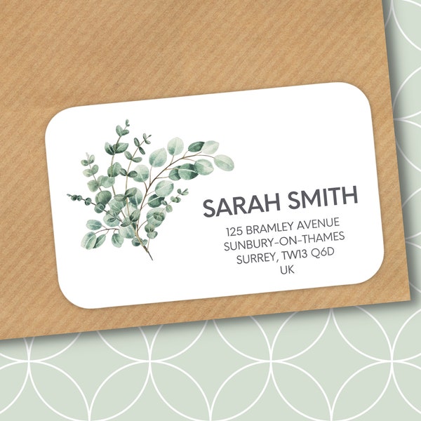 Personalised Address Label, Eucalyptus Address Label, Invitation Address Sticker, Return Address Label, New Home Address Label