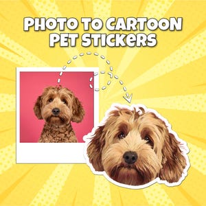 Custom Pet Sticker, Photo To Cartoon, Custom Cartoon Pet Sticker, Cartoon Of My Photo, Pet Cartoon Sticker, Pet Stickers, Pet Sticker Custom